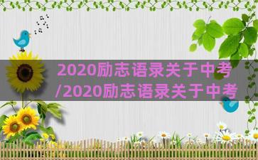 2020励志语录关于中考/2020励志语录关于中考