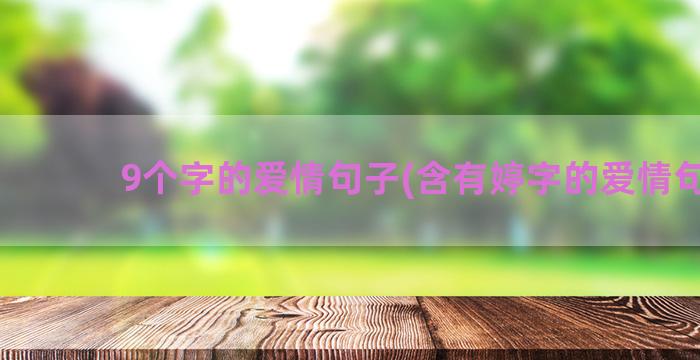 9个字的爱情句子(含有婷字的爱情句子)