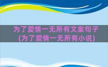 为了爱情一无所有文案句子(为了爱情一无所有小说)