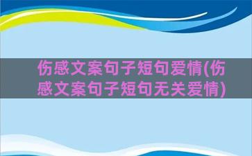 伤感文案句子短句爱情(伤感文案句子短句无关爱情)