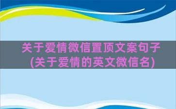 关于爱情微信置顶文案句子(关于爱情的英文微信名)