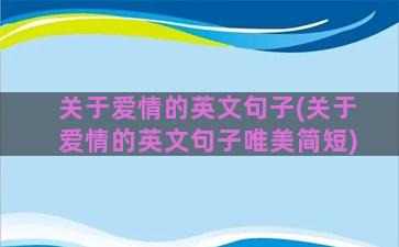 关于爱情的英文句子(关于爱情的英文句子唯美简短)