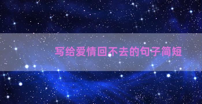 写给爱情回不去的句子简短