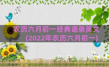 农历六月初一经典语录英文(2022年农历六月初一)