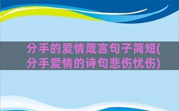 分手的爱情箴言句子简短(分手爱情的诗句悲伤忧伤)