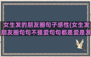 女生发的朋友圈句子感性(女生发朋友圈句句不提爱句句都是爱是发给谁看的)