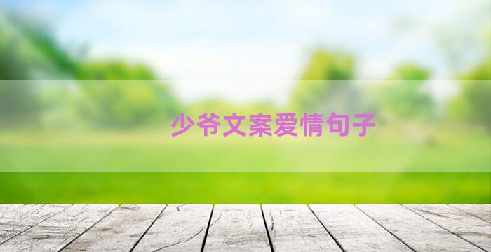 少爷文案爱情句子