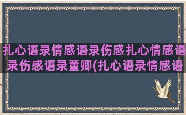 扎心语录情感语录伤感扎心情感语录伤感语录董卿(扎心语录情感语录长句)