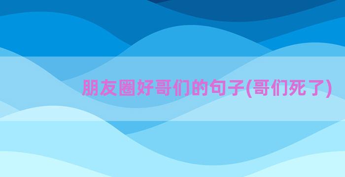 朋友圈好哥们的句子(哥们死了)