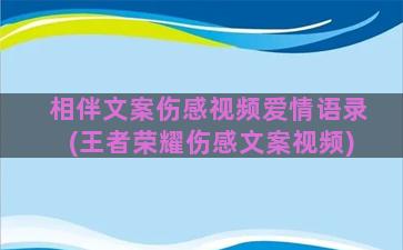 相伴文案伤感视频爱情语录(王者荣耀伤感文案视频)