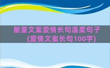 能量文案爱情长句温柔句子(爱情文案长句100字)