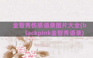 金智秀伤感语录图片大全(blackpink金智秀语录)