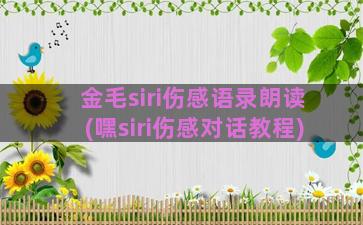 金毛siri伤感语录朗读(嘿siri伤感对话教程)